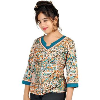 Jaipuri Designer Fancy Cream Fine Cotton Kurti 1