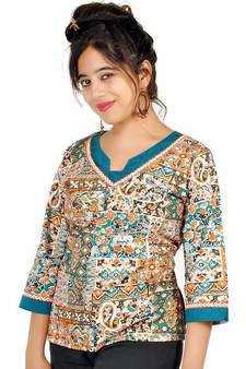 Jaipuri Designer Fancy Cream Fine Cotton Kurti