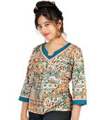 Jaipuri Designer Fancy Cream Fine Cotton Kurti