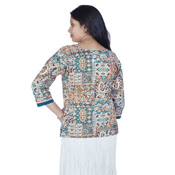 Jaipuri Designer Fancy Cream Fine Cotton Kurti 2