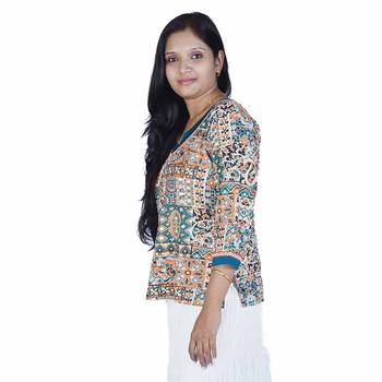Jaipuri Designer Fancy Cream Fine Cotton Kurti 3