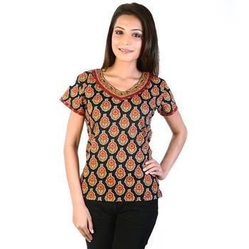 Fancy Designer Girls Black Bootie Cotton Top 1