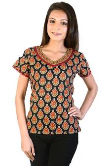 Fancy Designer Girls Black Bootie Cotton Top