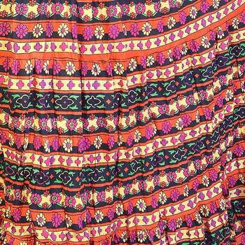 Multicolor Layer Flower Print Design Cotton Long Skirt 4