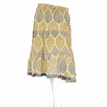 Classic Handblock Print Medium Yellow Cotton Skirt 1