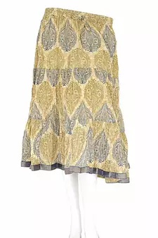 Classic Handblock Print Medium Yellow Cotton Skirt