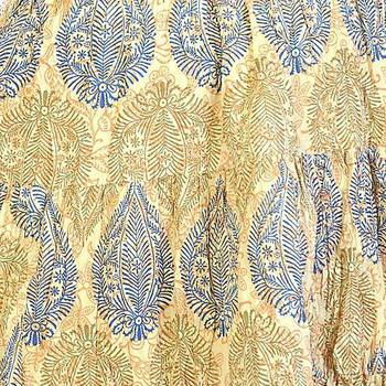 Classic Handblock Print Medium Yellow Cotton Skirt 4