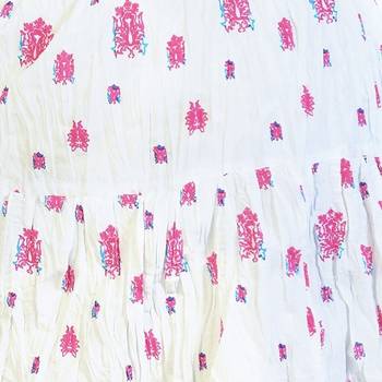 White N Pink Fancy Block Print Cotton Short Skirt 4