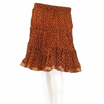 Designer Print Latest Wine Color Cotton Mini Skirt 1