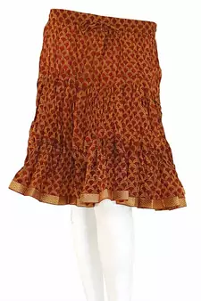 Designer Print Latest Wine Color Cotton Mini Skirt