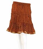 Designer Print Latest Wine Color Cotton Mini Skirt