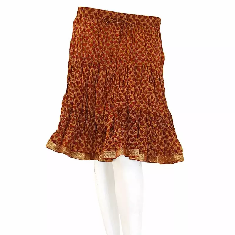 Designer Print Latest Wine Color Cotton Mini Skirt