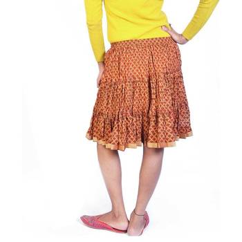 Designer Print Latest Wine Color Cotton Mini Skirt 2