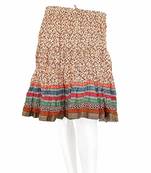 Multicolorcolor Base Handblock Print Mini Cotton Skirt