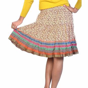 Multicolorcolor Base Handblock Print Mini Cotton Skirt 2