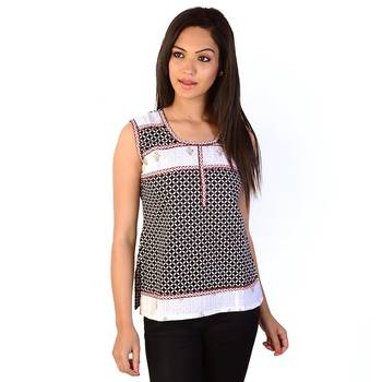 Exclusive Hand Block Design Black Cotton Kurti 1