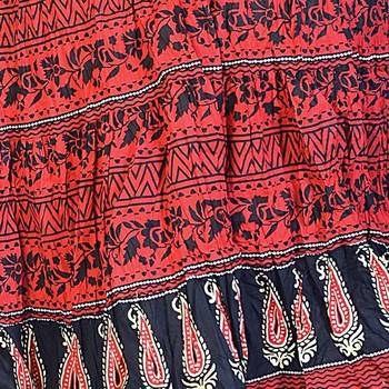 Designer Block Printed Red Base Mini Cotton Skirt 4