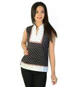 Ethnic Design Brocade Indian Black Cotton Top