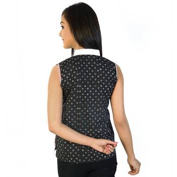 Ethnic Design Brocade Indian Black Cotton Top 2