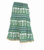 Jaipuri Classical Floral Green Short Cotton Skirt