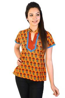 Floral Rajasthani Hand Block Print Cotton Top