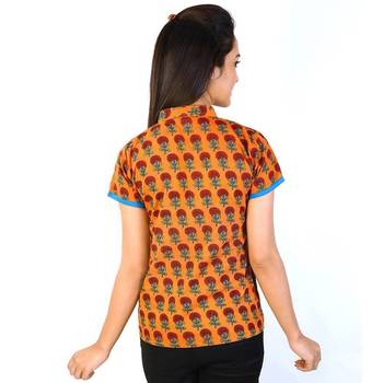 Floral Rajasthani Hand Block Print Cotton Top 2
