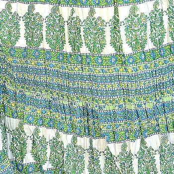 Jaipuri Classical Floral Green Short Cotton Skirt 4