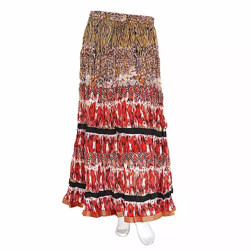 Sanganeri Printed Brick Red Pure Cotton Long Skirt