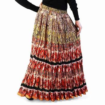 Sanganeri Printed Brick Red Pure Cotton Long Skirt 2