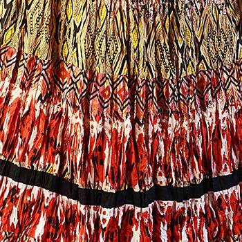 Sanganeri Printed Brick Red Pure Cotton Long Skirt 4