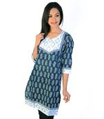 Exclusive Designer Brocade Blue Cotton Kurti