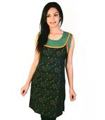 Designer Rajasthani Print Green Cotton Kurti