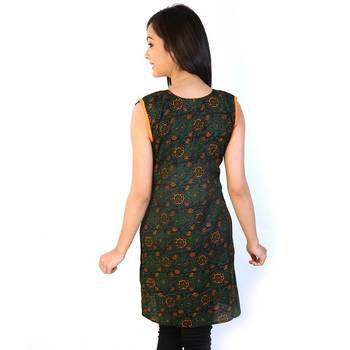 Designer Rajasthani Print Green Cotton Kurti 2