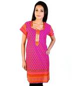 Bootie Design Zari Lace Pink Pure Cotton Kurti
