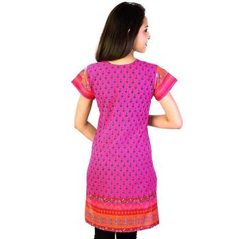 Bootie Design Zari Lace Pink Pure Cotton Kurti 2