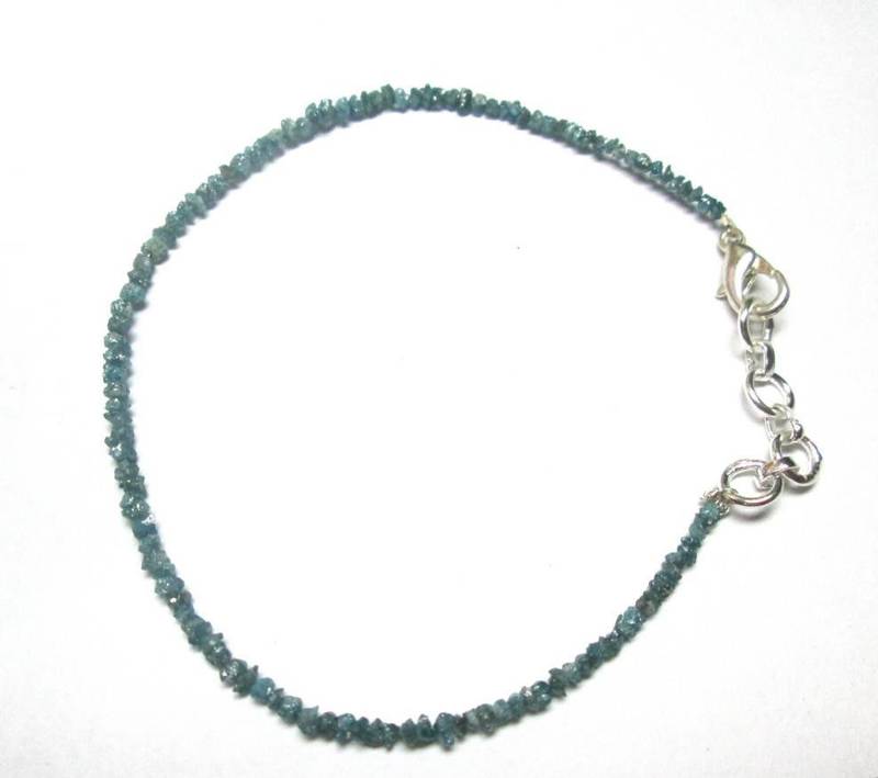 Natural Real Blue Rough Uncut Diamond Bracelet 925 Silver