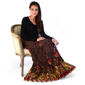 Fancy Zari Work Multicolor -Colour Cotton Long Skirt 3