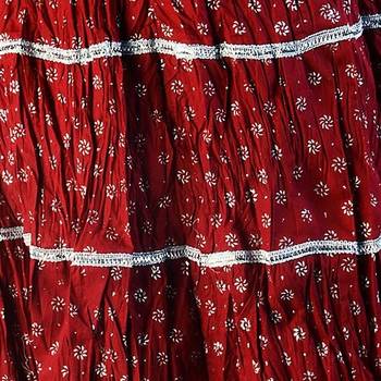 Silver Block Print Red Pure Cotton Short Skirt 4