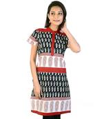 Hand Block Print Black White Ethnic Cotton Kurti
