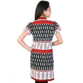 Hand Block Print Black White Ethnic Cotton Kurti 2