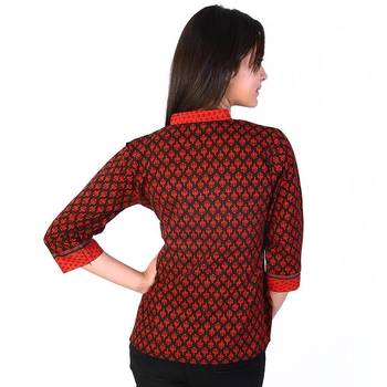 Orange Yellow Ethnic Block Print Cotton Kurti 2