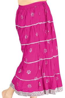 Sanganeri Hand Block Pink Pure Cotton Skirt