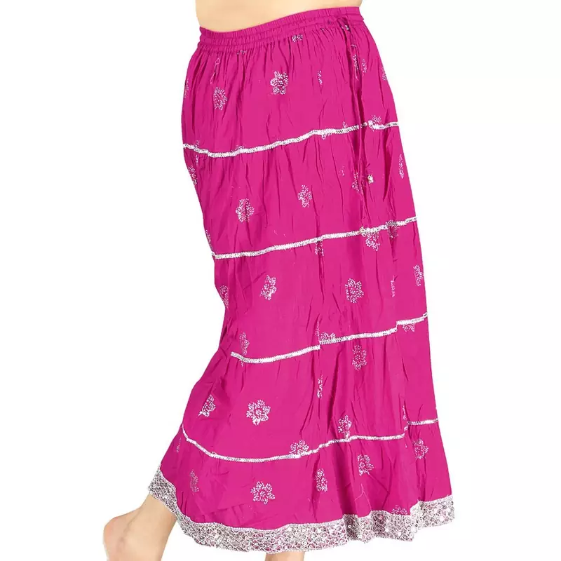 Sanganeri Hand Block Pink Pure Cotton Skirt