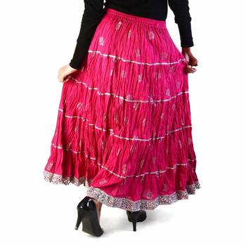 Sanganeri Hand Block Pink Pure Cotton Skirt 2
