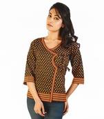 Designer Hand Block Print Black Cotton Top