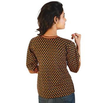 Designer Hand Block Print Black Cotton Top 2