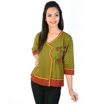 Ethnic Hand Block Bootie Print Pure Cotton Top 1