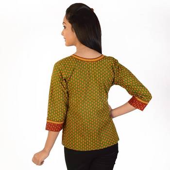 Ethnic Hand Block Bootie Print Pure Cotton Top 2