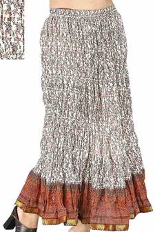 Ethnic Booti Designer White Cotton Long Skirt