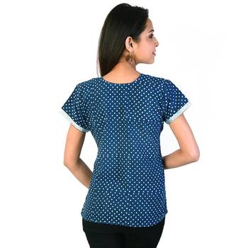 Designer Silver Block Print Blue Cotton Top 2